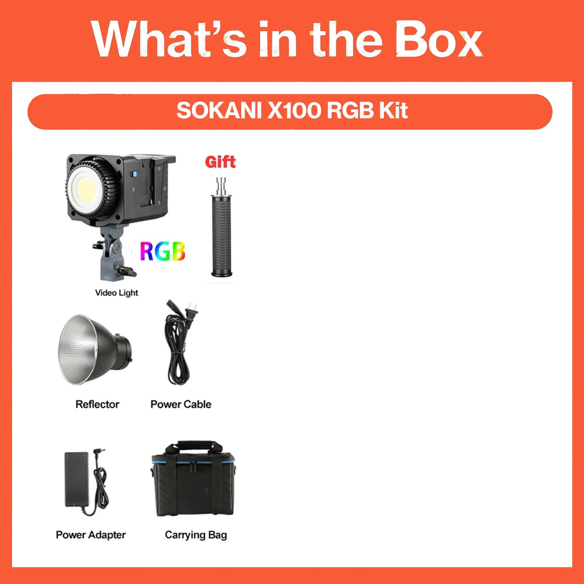 Luz de Vídeo LED Sokani X100 RGB Bicolor 100W 12