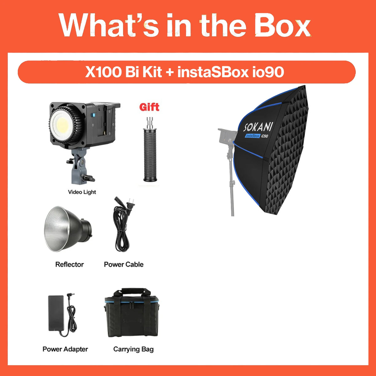 Luz de Vídeo LED Sokani X100 RGB Bicolor 100W 14