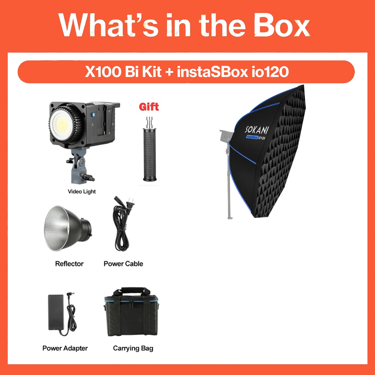 Luz de Vídeo LED Sokani X100 RGB Bicolor 100W 15