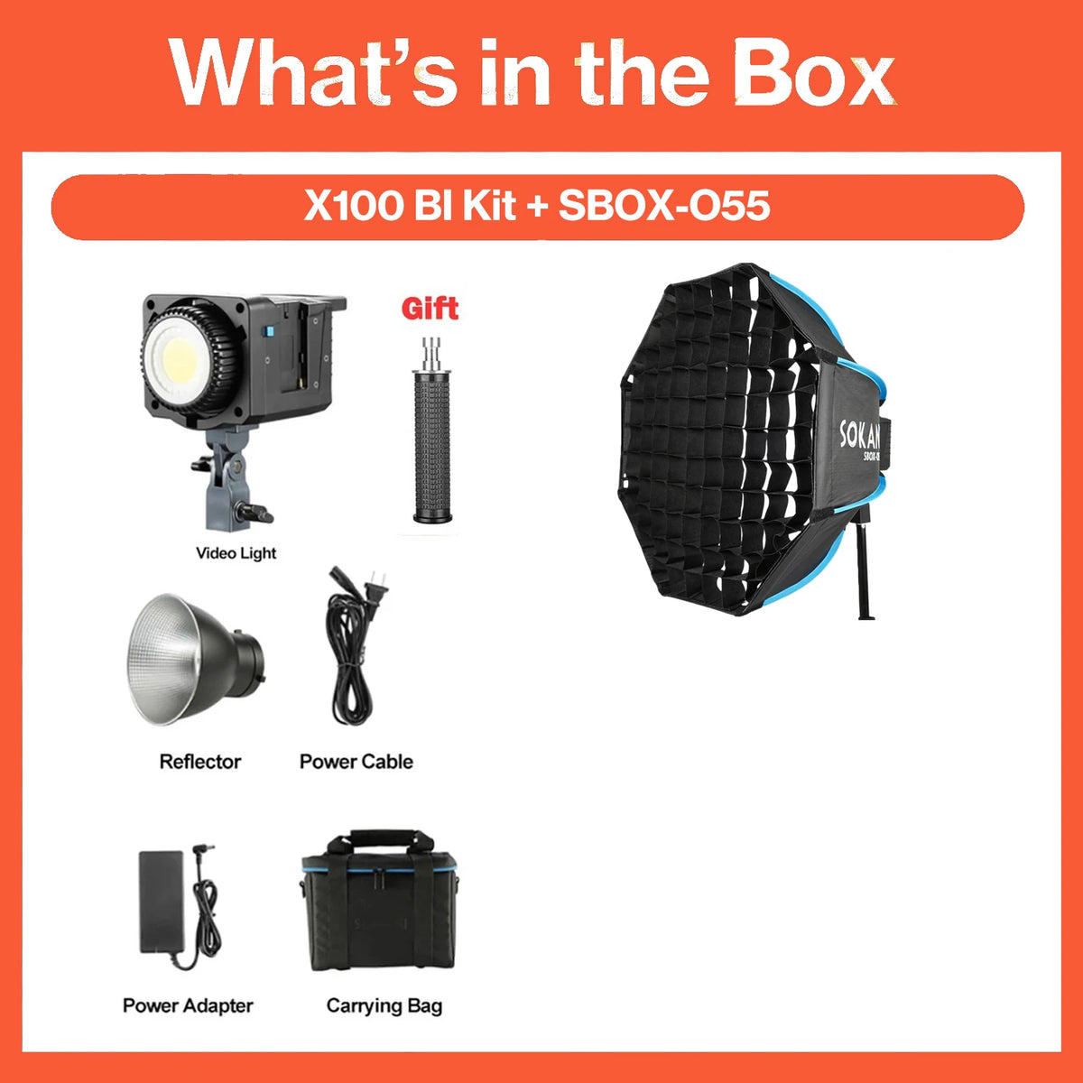 Luz de Vídeo LED Sokani X100 RGB Bicolor 100W 9