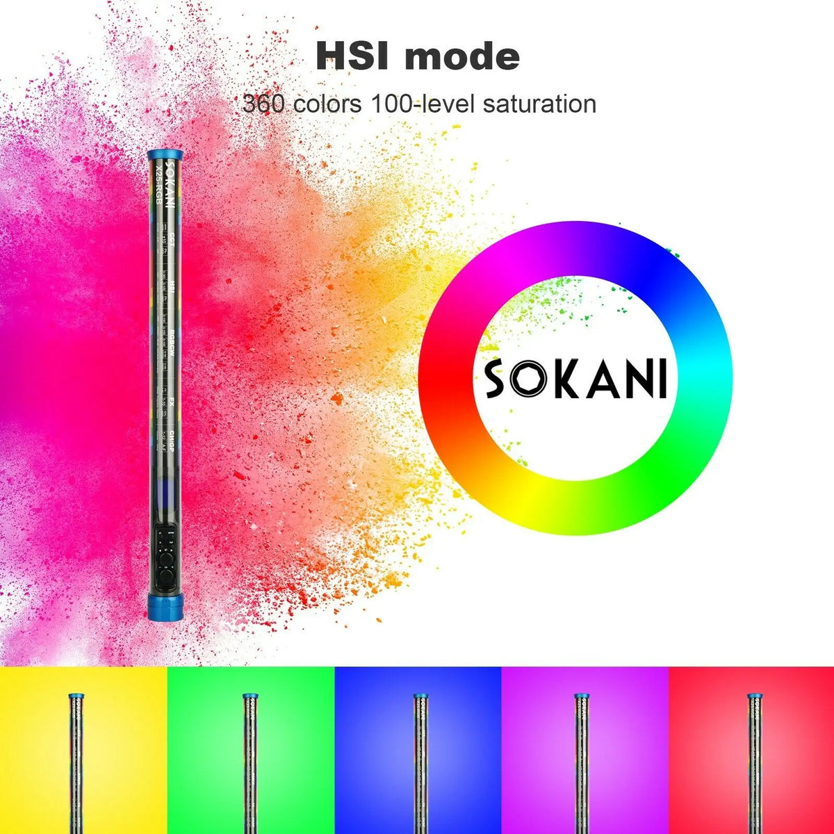 Luz de Vídeo LED Sokani X25 RGB Portátil 2