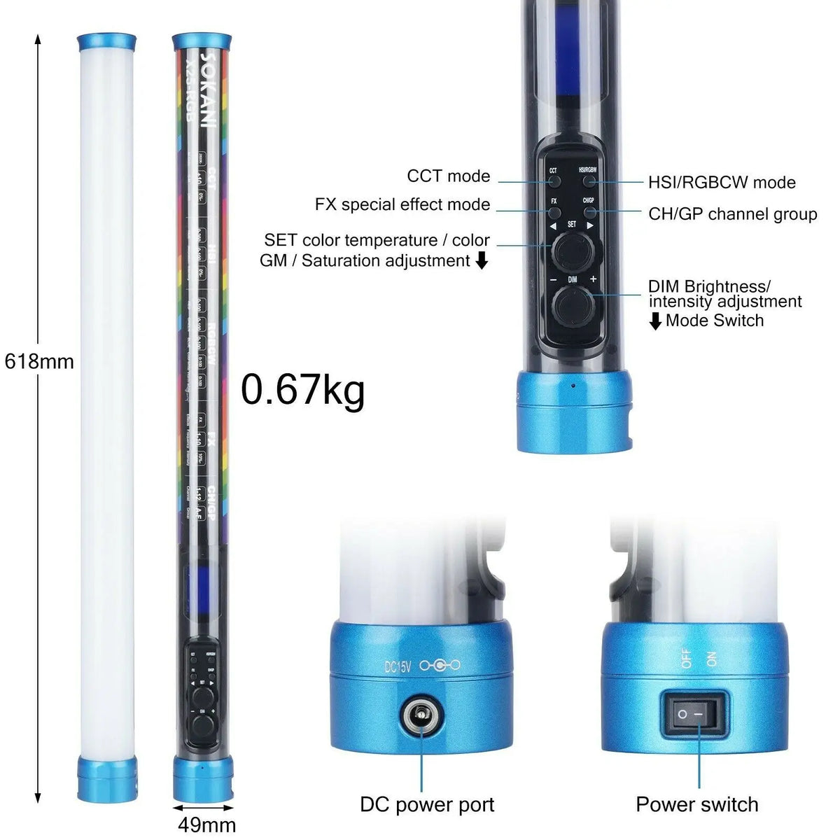 Luz de Vídeo LED Sokani X25 RGB Portátil 6