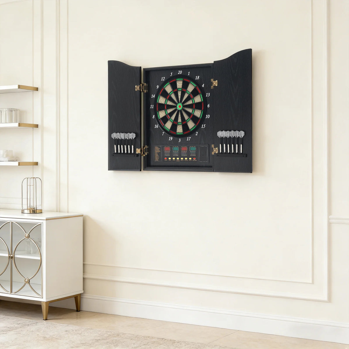 Máquina de Dardos Eletrônica de Parede com Display LED, Conjunto de Dardos Eletrônicos com 12 Dardos + 88 Pontas de Dardo para 16 Jogadores, 243 Jogos, Festas em Casa e Bares 6