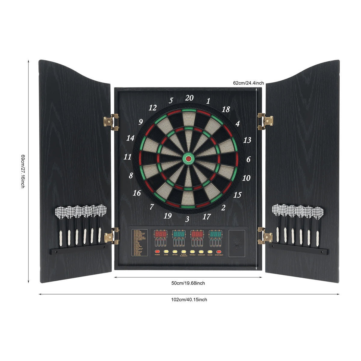 Máquina de Dardos Eletrônica de Parede com Display LED, Conjunto de Dardos Eletrônicos com 12 Dardos + 88 Pontas de Dardo para 16 Jogadores, 243 Jogos, Festas em Casa e Bares 8