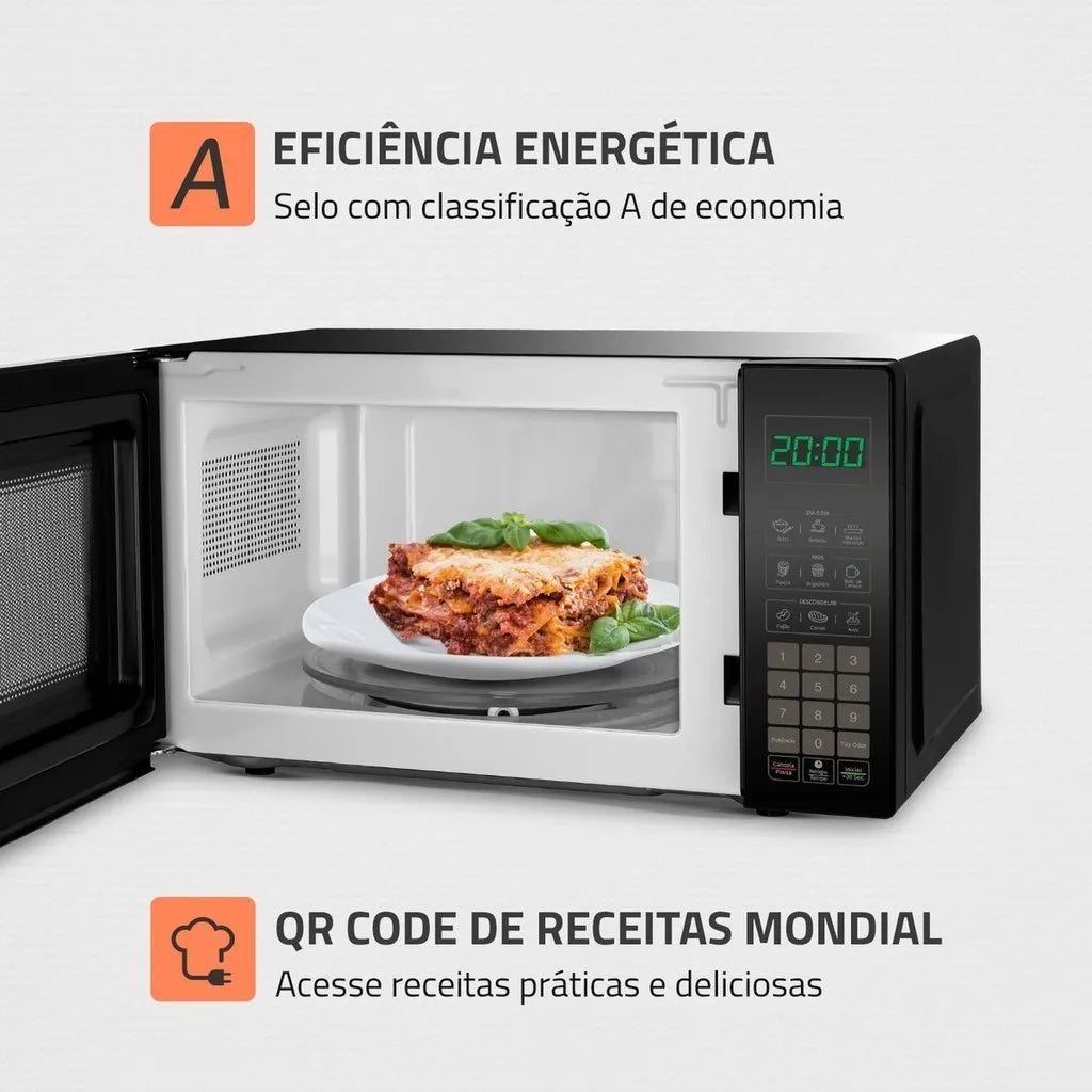 Micro-Ondas Mondial  21 Litros MO-01-21-B Preto 1200W Display Digital 5