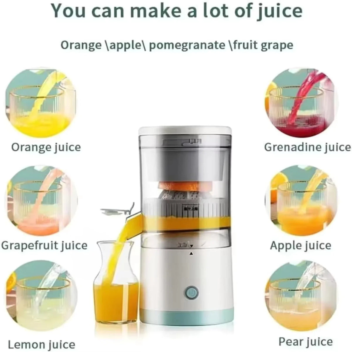 Novo Extrator de Suco Portátil para Casa, Espremedor Elétrico Recarregável por USB, Alta Produção de Suco para Laranja 3
