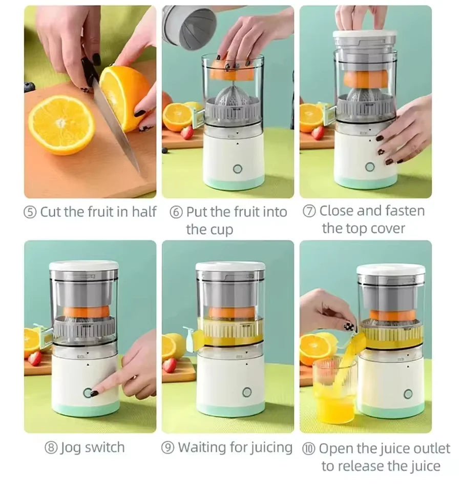Novo Extrator de Suco Portátil para Casa, Espremedor Elétrico Recarregável por USB, Alta Produção de Suco para Laranja 5