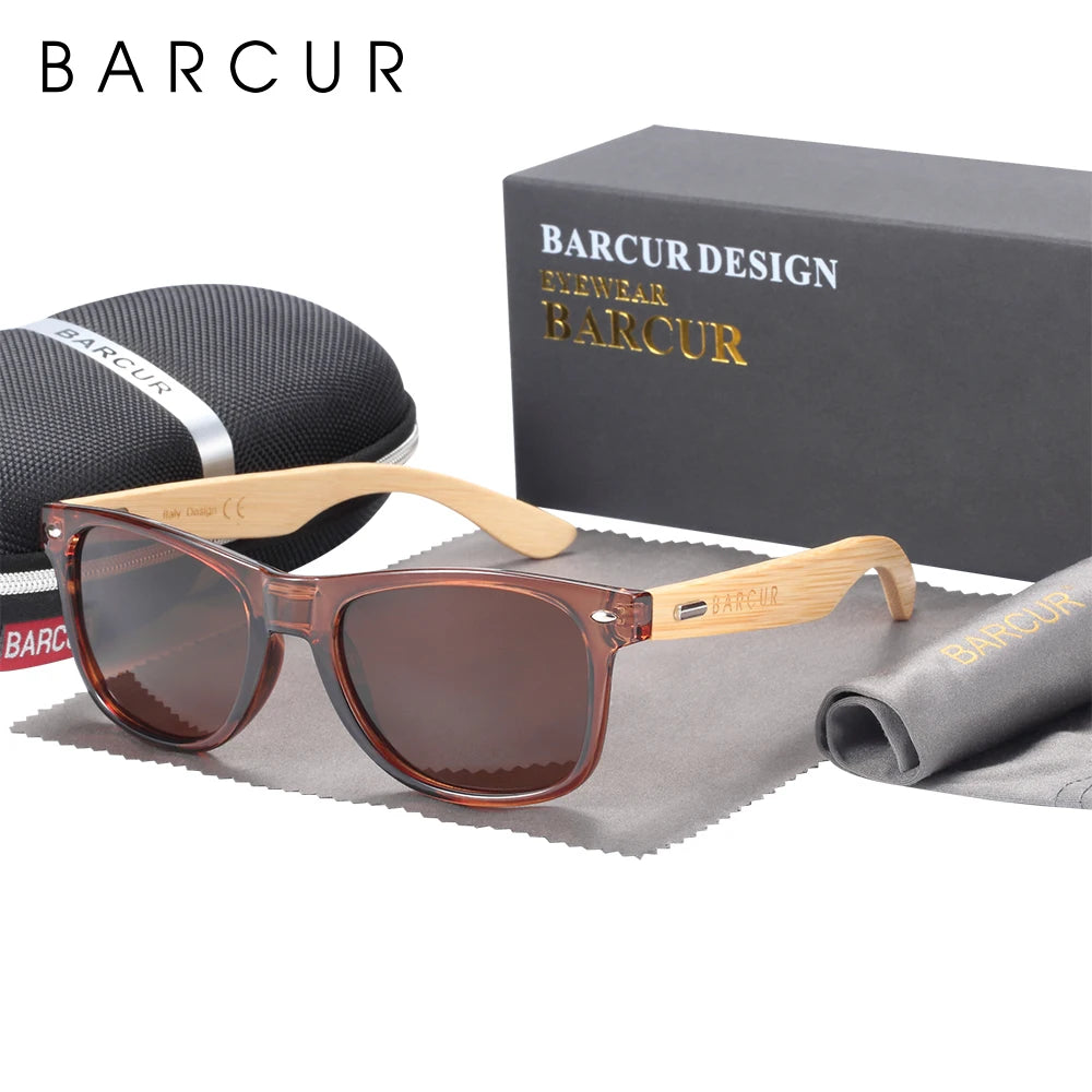 Óculos de Sol Barcur Bambu Polarizado Elegante — Proteção UV400 para Homens e Mulheres 44