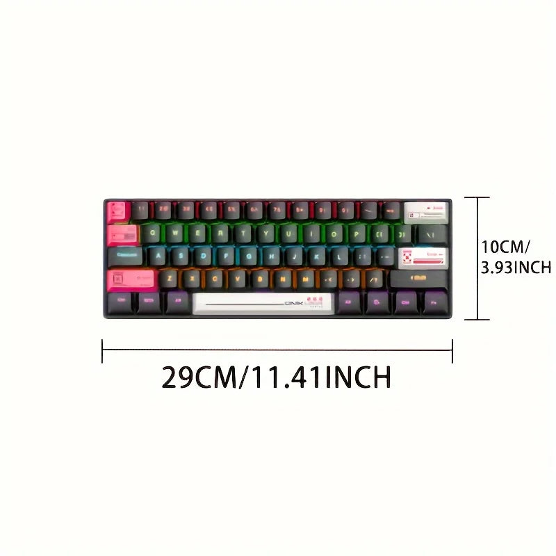 ONIKUMA G55 Teclado Mecânico para Jogos 61 Teclas Layout RGB Personalizado Com Fio Colorido LED Teclado Retroiluminado para Computador Laptop PC 3