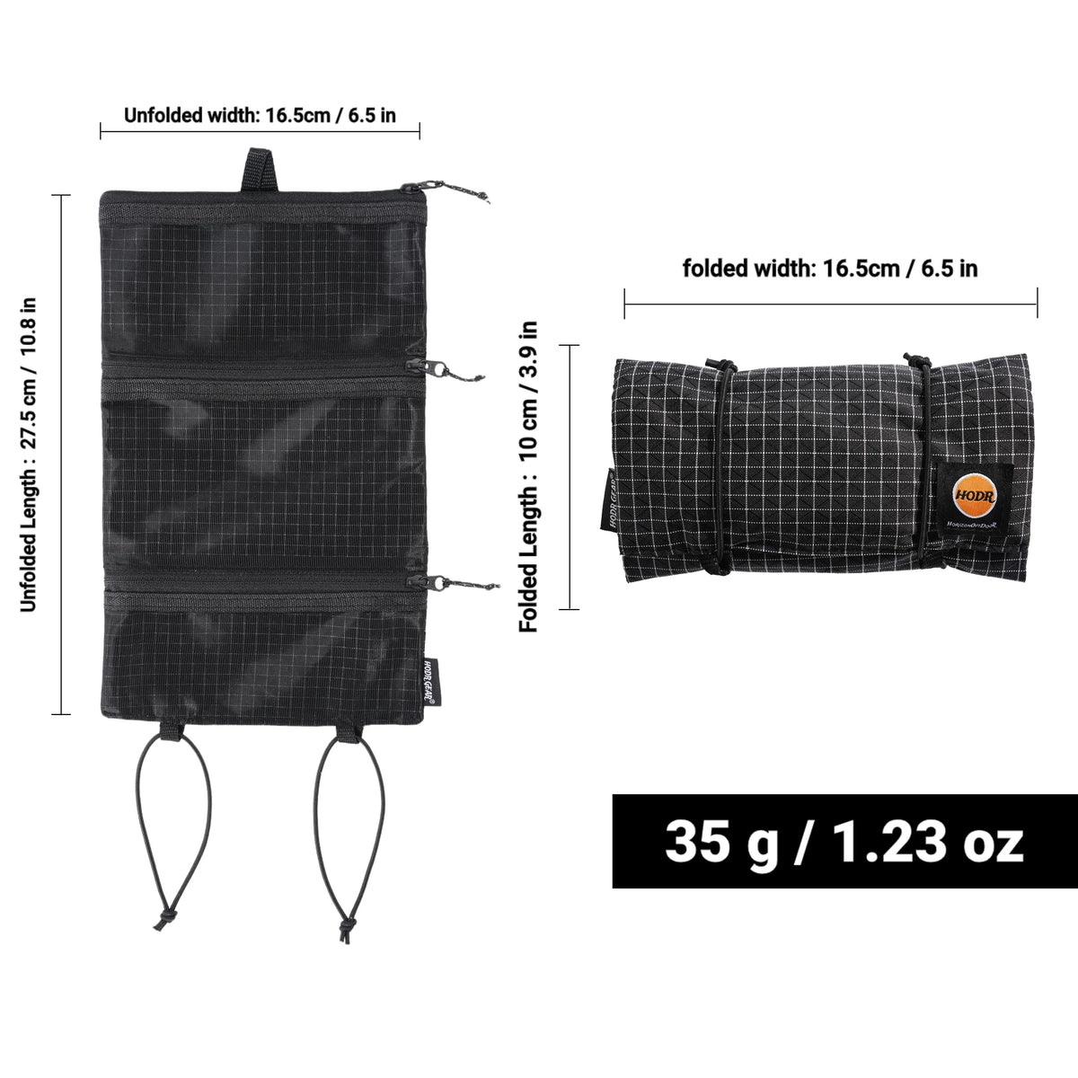 Organizador Ultraleve Hodrgear — Bolsa de Malha com Zíper YKK, 35g, para EDC e Caminhadas 20