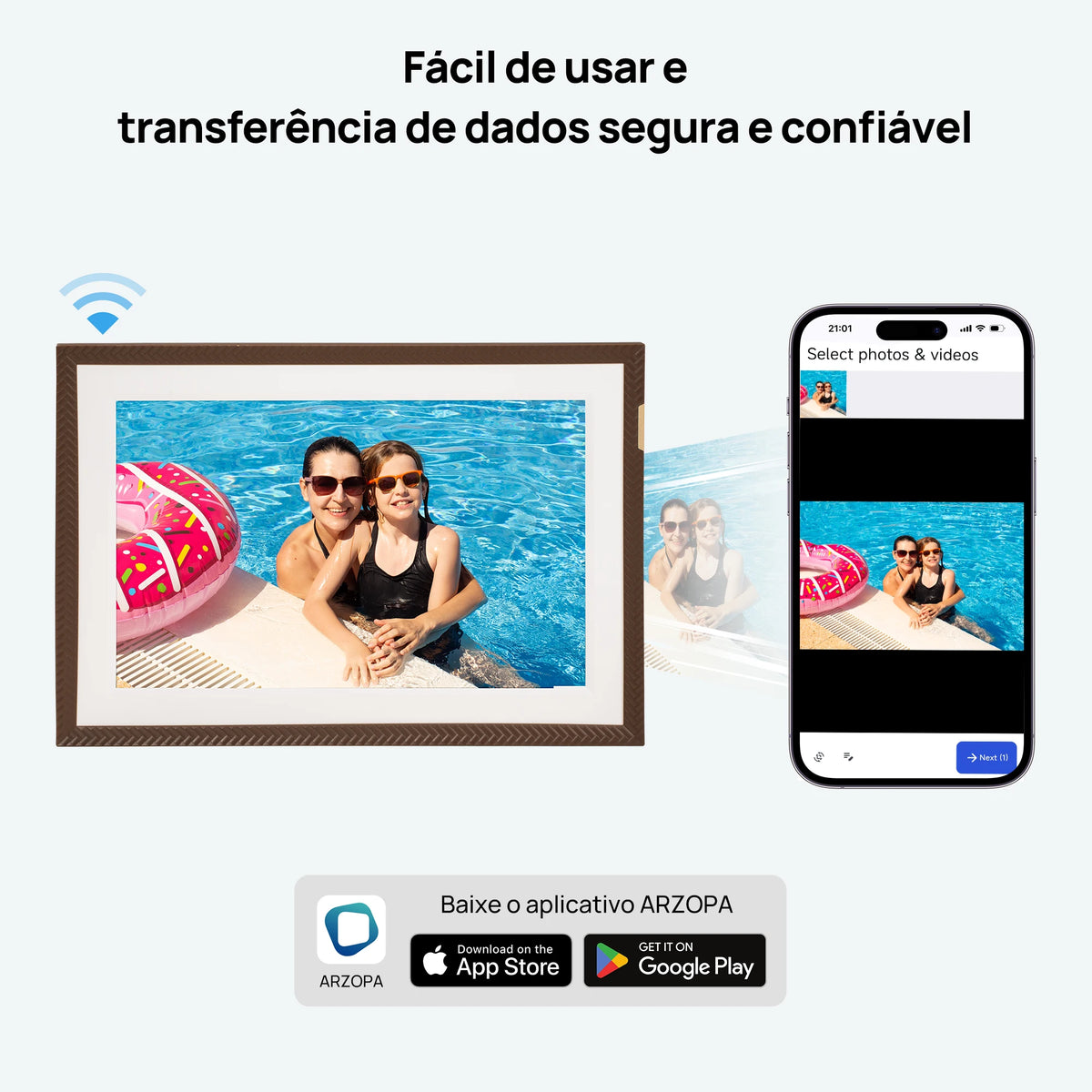 Porta-Retrato Digital Arzopa D10 WiFi 10,1” com 32GB 4