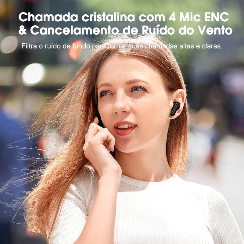 QCY-T13 ANC Fones De Ouvido Sem Fio, Bluetooth 5.3 TWS, ANC, Auscultadores De Cancelamento De Ruído, 4 Microfones ENC Headset, In-Ear, Handfree Earbuds 4