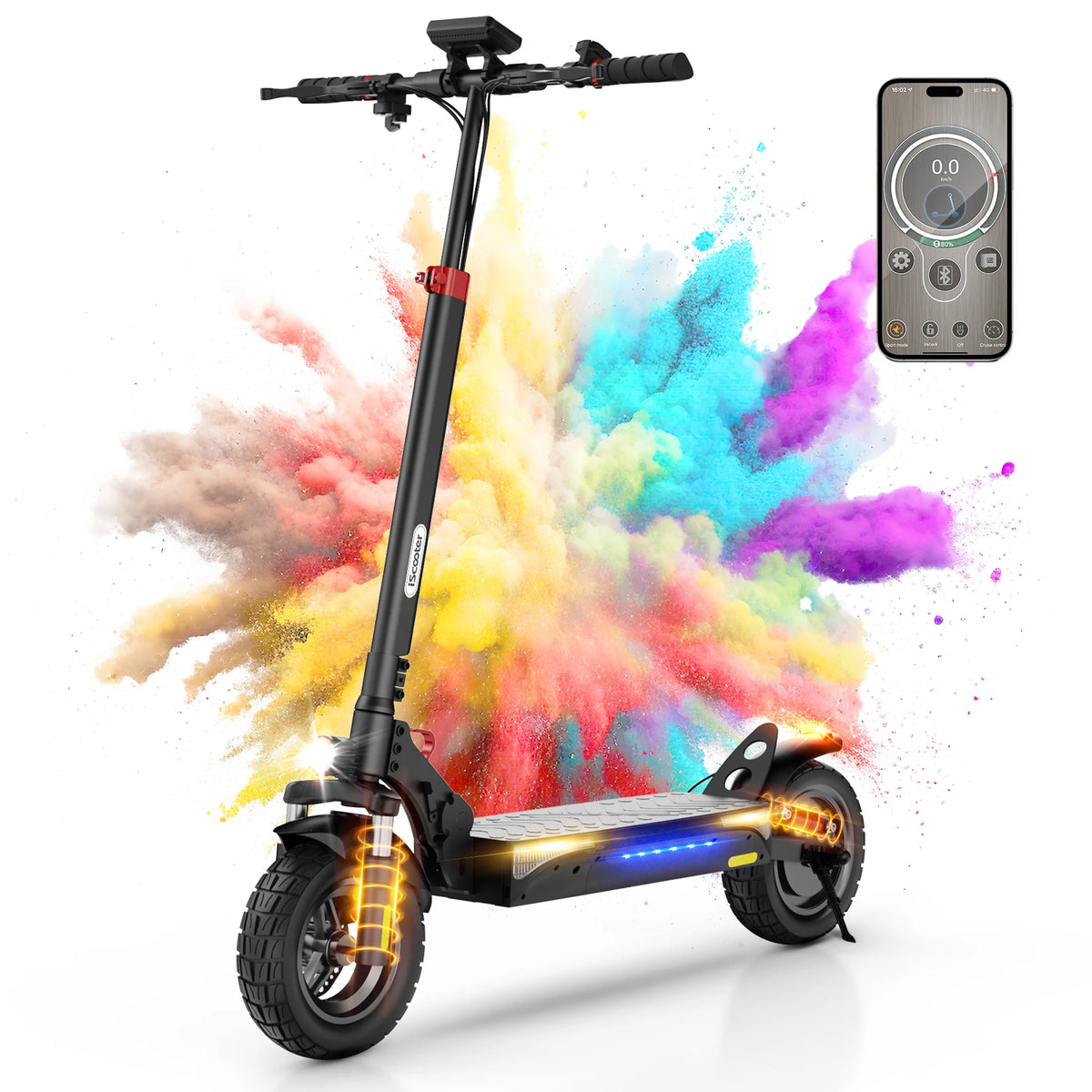 Scooter Elétrico iScooter iX3 1000W 40km/h para Adultos com Pneus Off-Road de 10 Polegadas, Scooter Elétrico com Bateria de 10Ah e APP 16