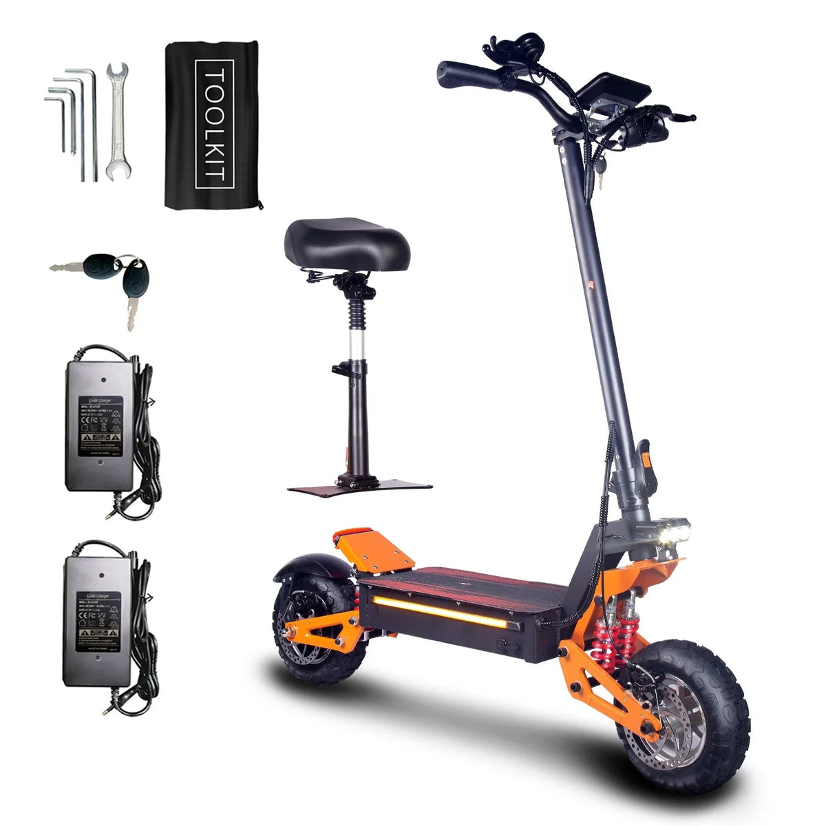 Scooter Elétrico X5 6000W com Motor Duplo — Bateria 60V 40Ah, Assento e Controle Remoto 16