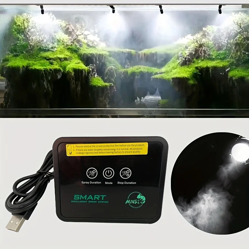 Sistema de pulverização inteligente névoa floresta tropical tanque tempo sistema spray conjunto réptil fogger terrários umidificador temporizador eletrônico 5
