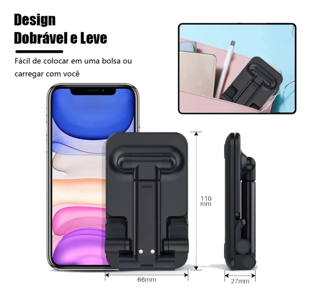 Suporte Celular Mesa Dobrável Ajustável Portátil Porta Tablet Universal 2
