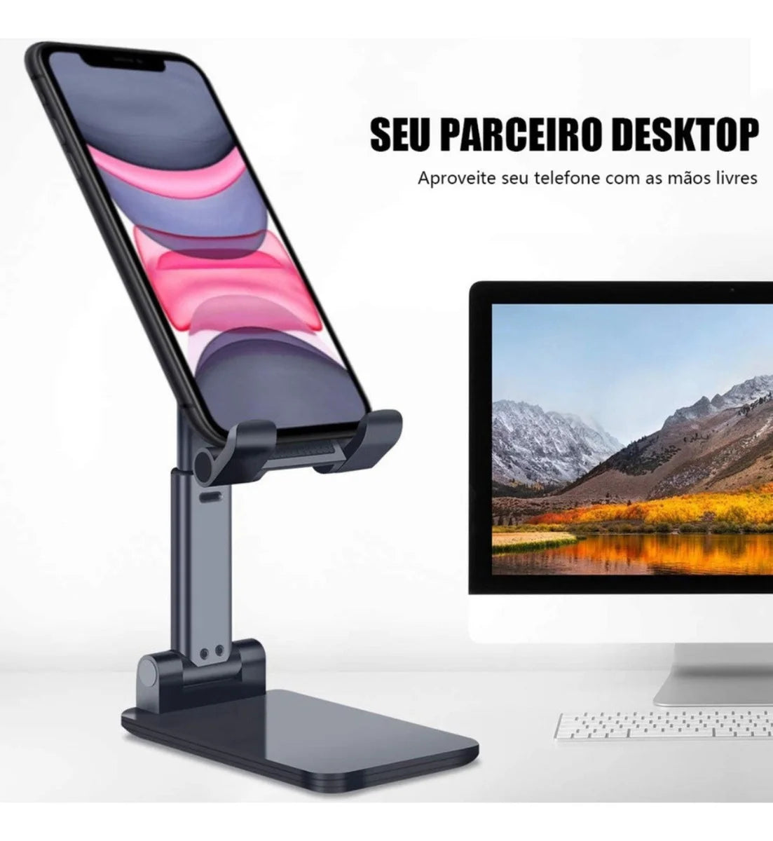 Suporte Celular Mesa Dobrável Ajustável Portátil Porta Tablet Universal 3