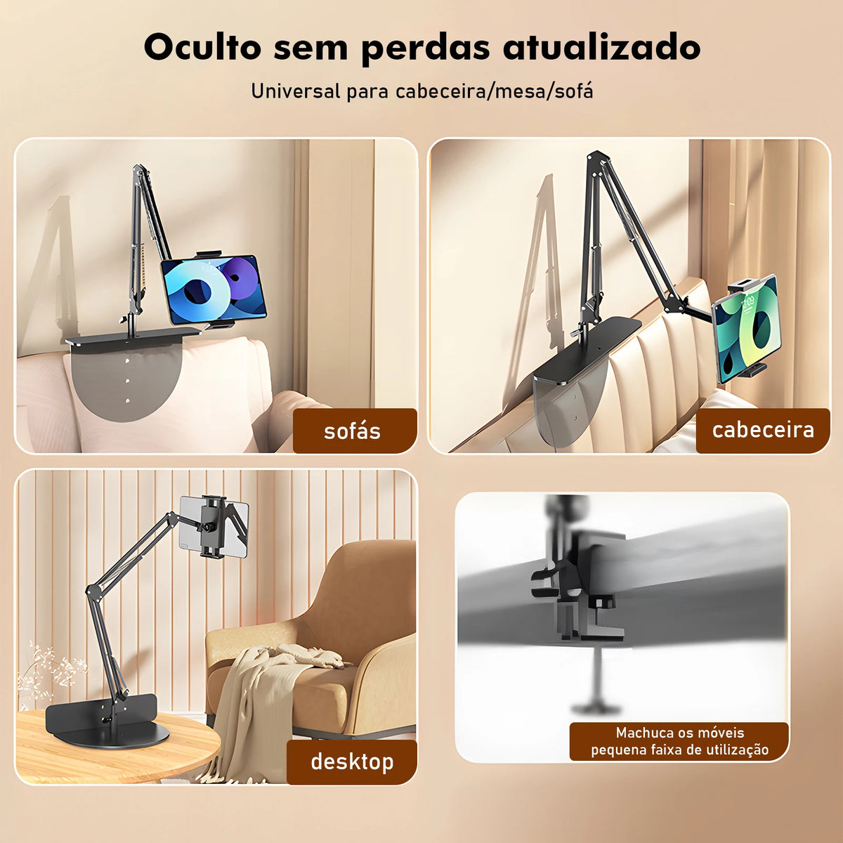 Suporte de Braço Metálico Articulado para Cabeceira — Ajuste 360° 2